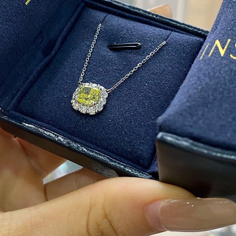Cushion diamond pendant necklace design
