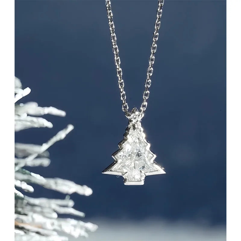 Holiday diamond tree necklace
