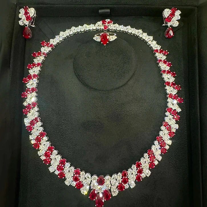Lab-created ruby and lab-grown diamond jewelry