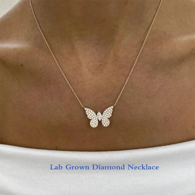 Lab-grown diamond butterfly necklace design
