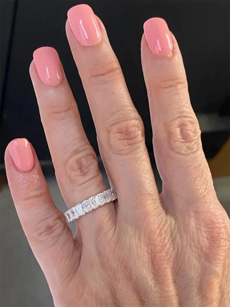 Radiant diamond wedding band