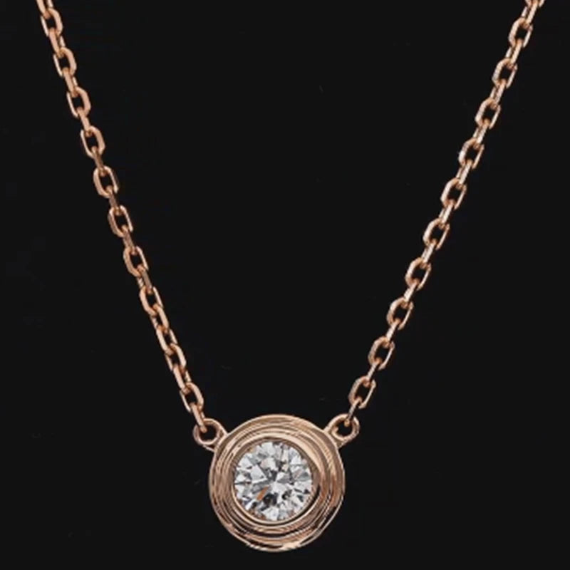 Bezel-set round diamond pendant necklace