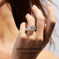 Emerald-cut lab-grown diamond engagement ring