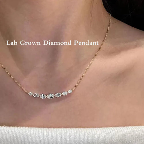 Oval lab-grown diamond smile necklace