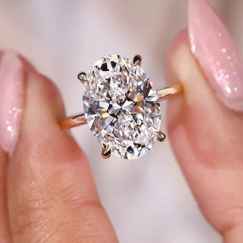 Oval-cut lab-grown diamond solitaire engagement ring