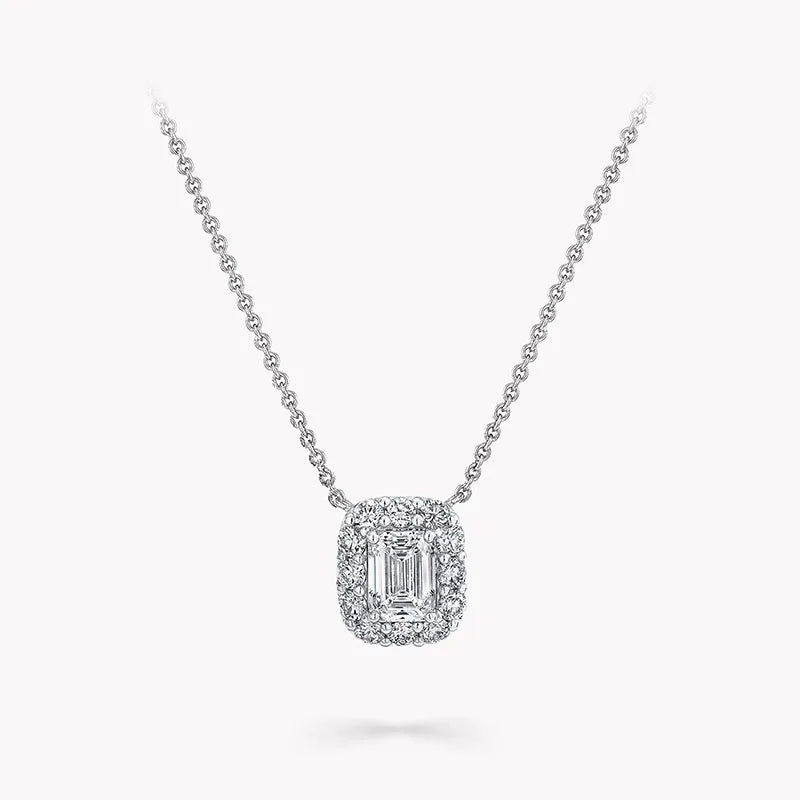 Emerald-cut lab-grown diamond pendant necklace