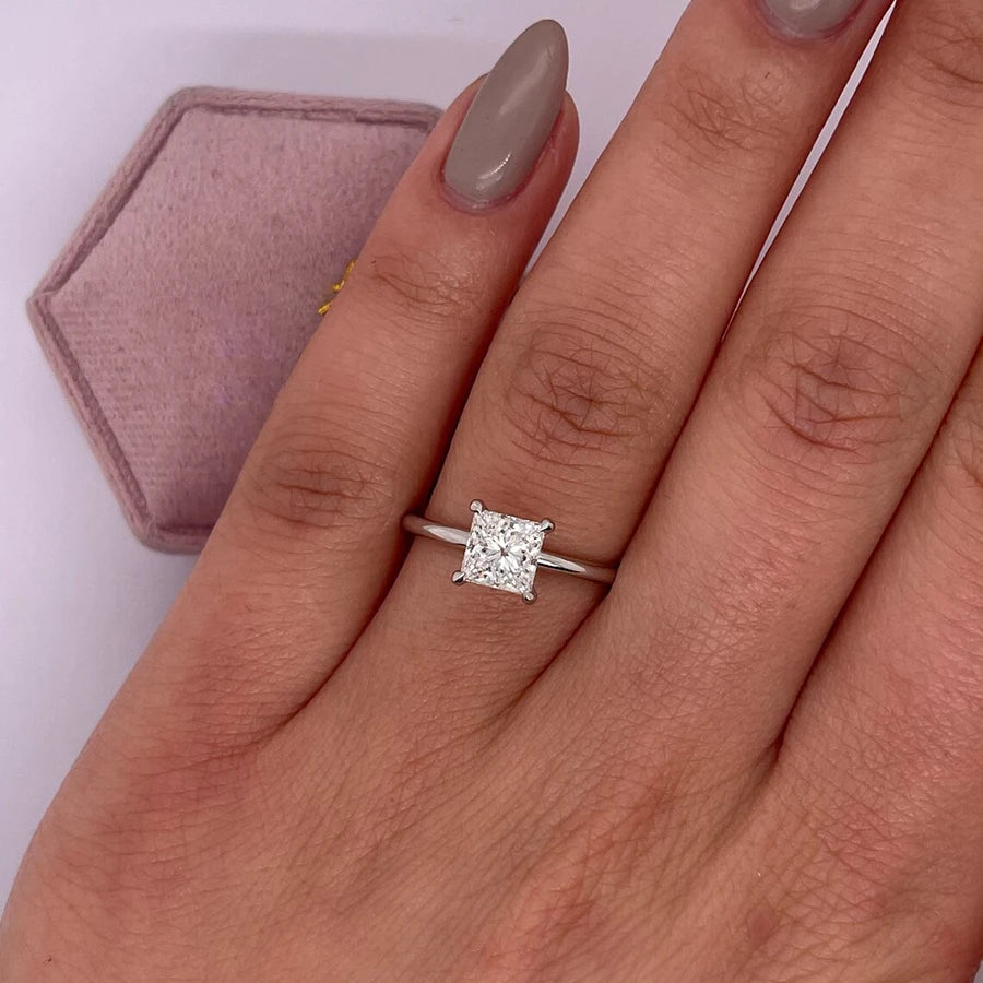 Square princess-cut lab-grown diamond ring