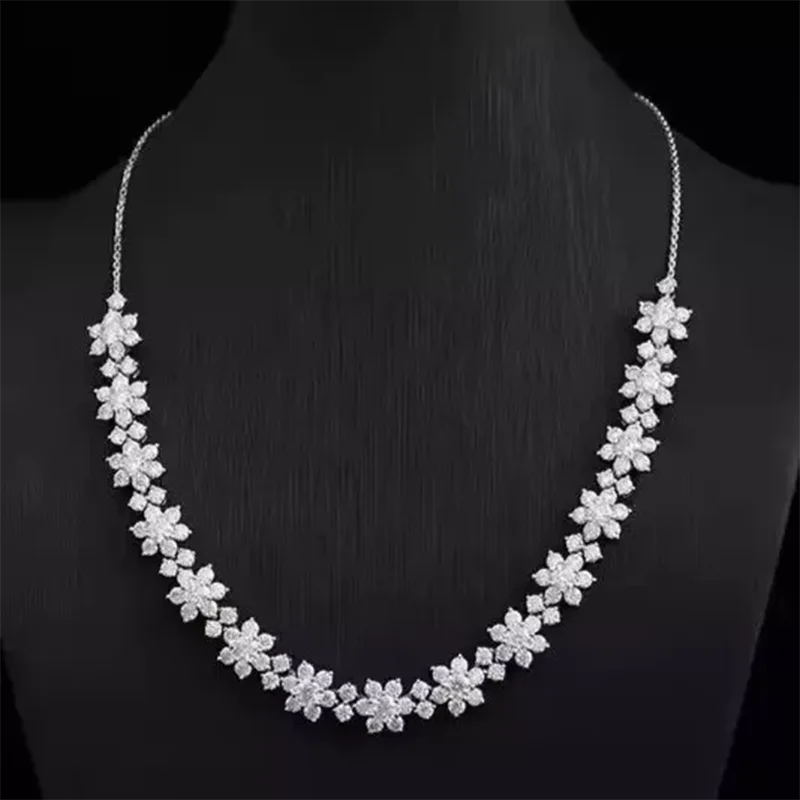Floral-inspired round diamond necklace