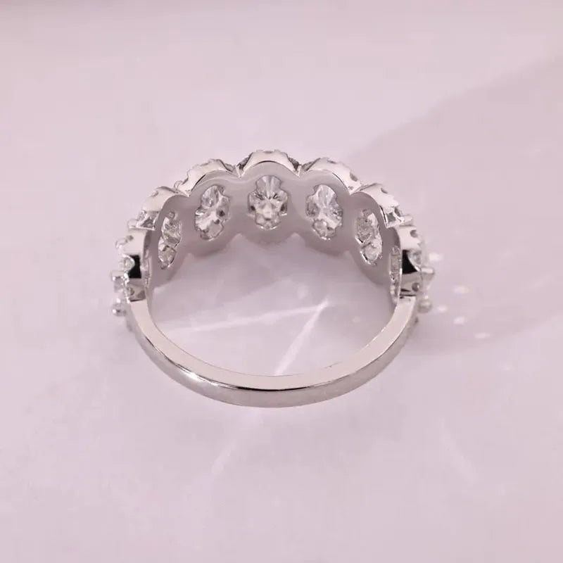 Gold seven-stone oval diamond wedding ring