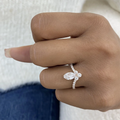 Marquise and round diamond chevron ring