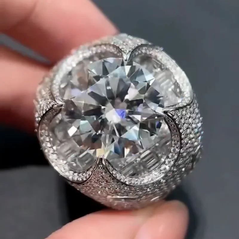 Round diamond statement ring with accent stones