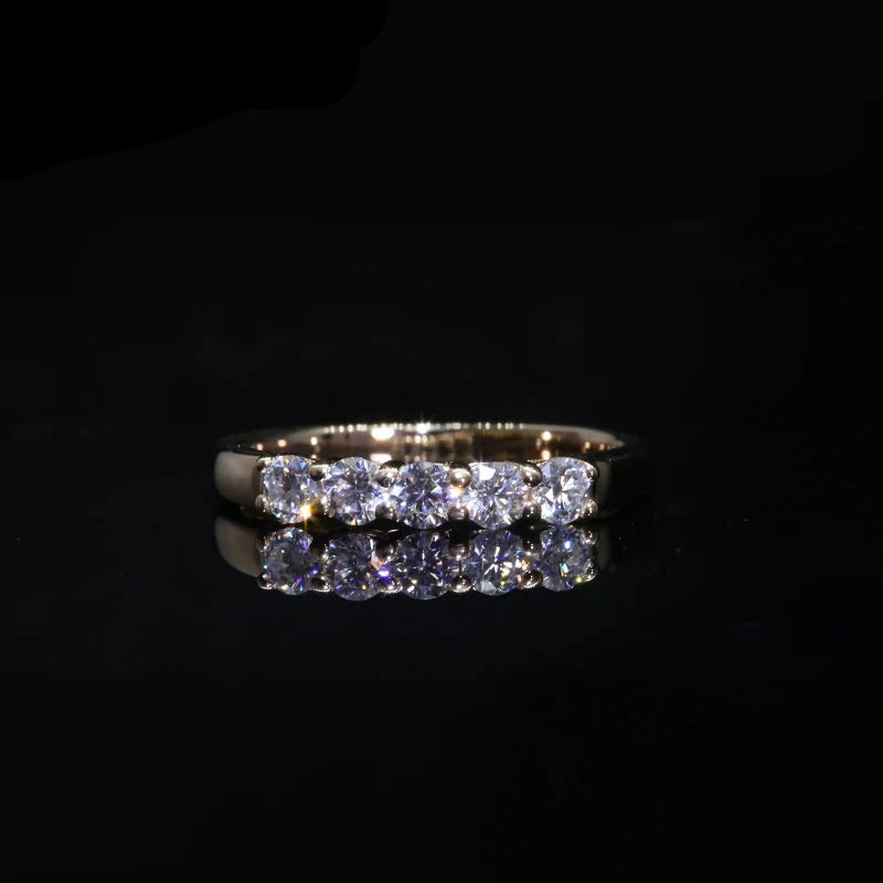Five-stone round lab-grown diamond wedding band