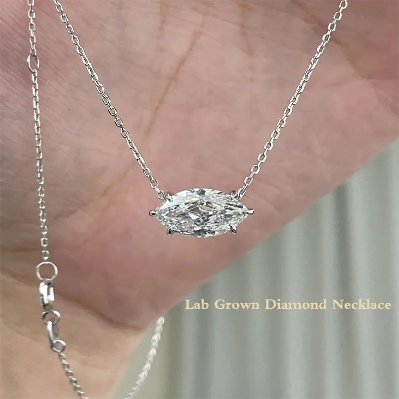 Marquise lab-grown diamond accent necklace