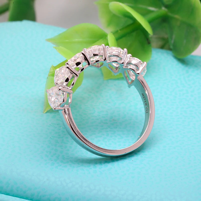 Gold band with six pear-cut lab-grown diamonds
