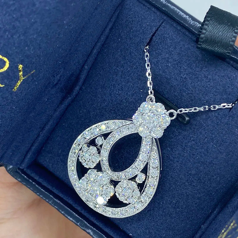 Geometric radiant-cut diamond pendant necklace