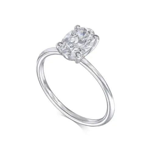 Lab-grown diamond ring featuring oval-cut center