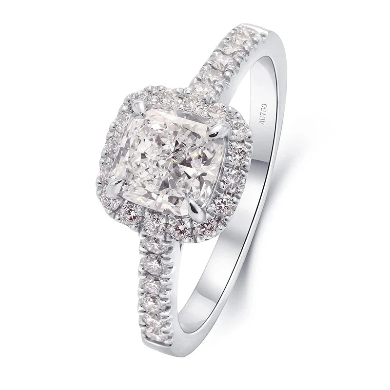 Cushion-cut lab-grown diamond engagement ring