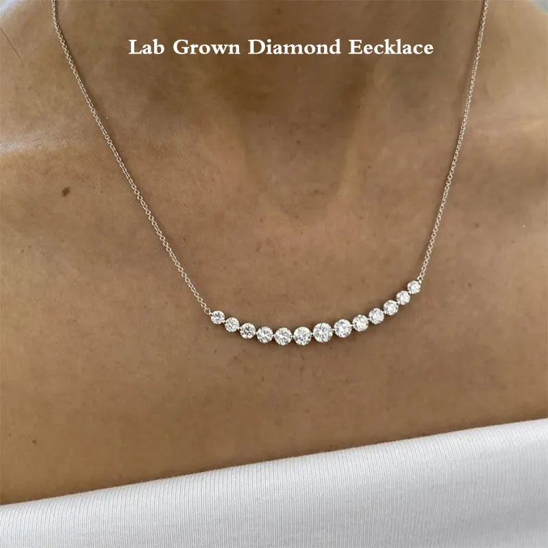 Round lab-grown diamond circle necklace