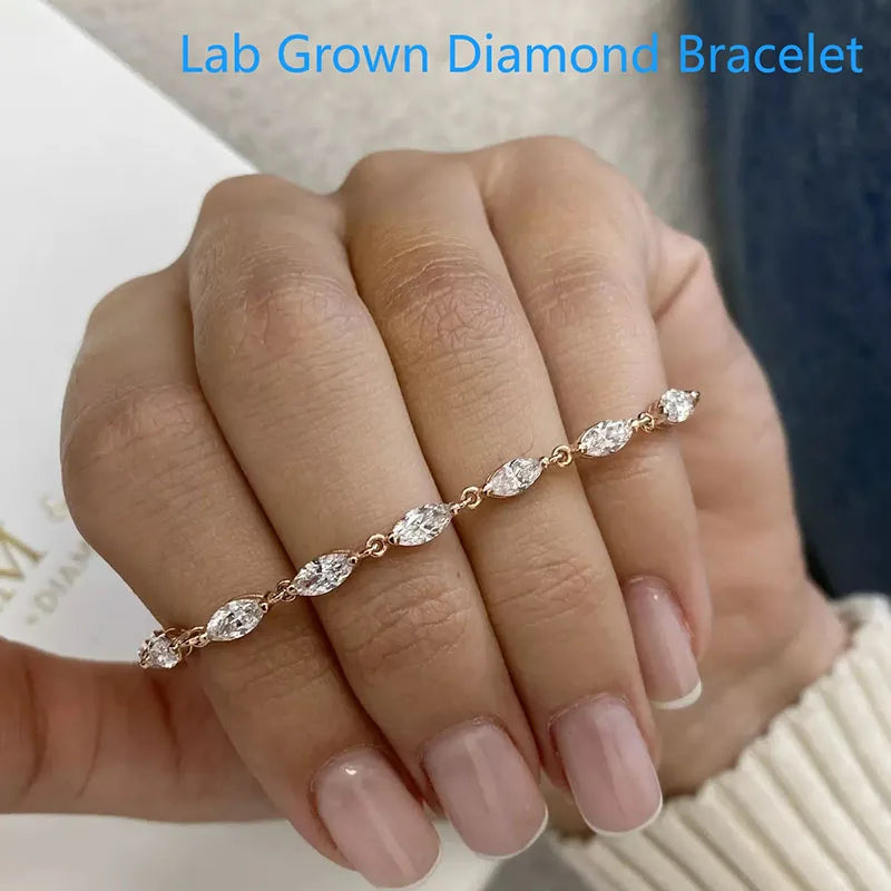 Marquise lab-grown diamond tennis bracelet