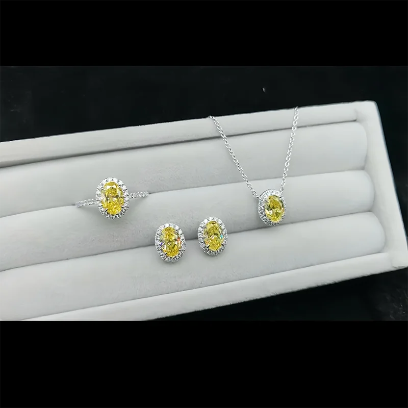 Oval yellow diamond fine jewelry design