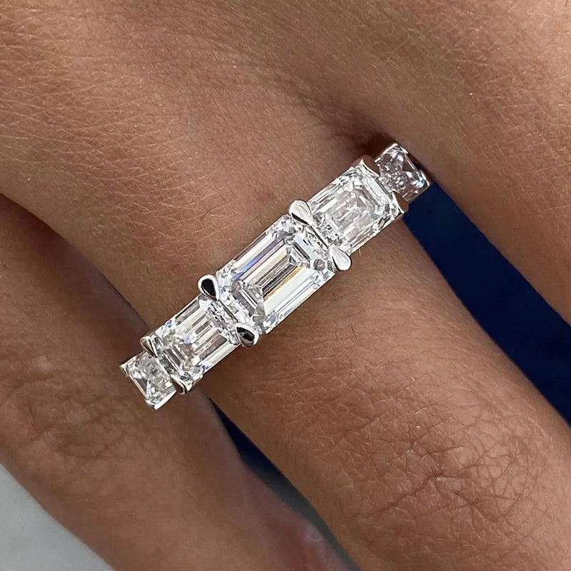 Emerald-cut lab-grown diamond five-stone ring