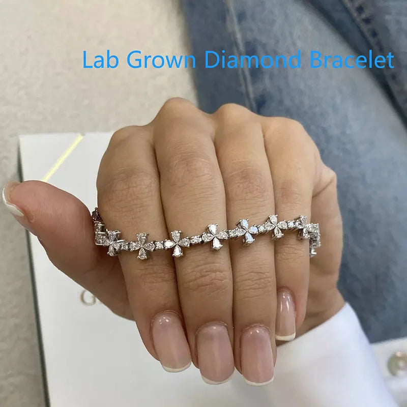 Pear and oval lab-grown diamond tennis bracelet
