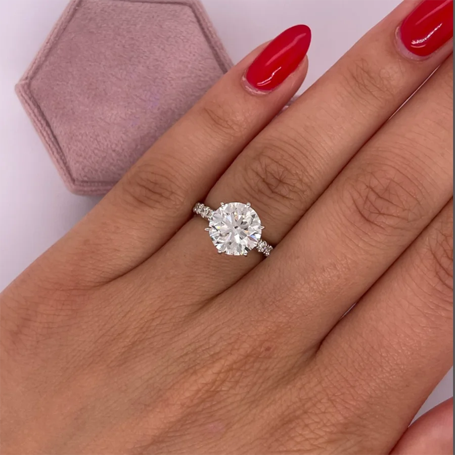 Gold engagement ring with matching wedding band