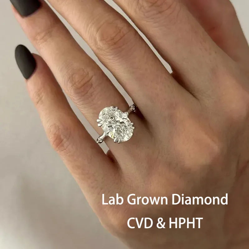 Five carat oval lab-grown diamond nature-inspired ring