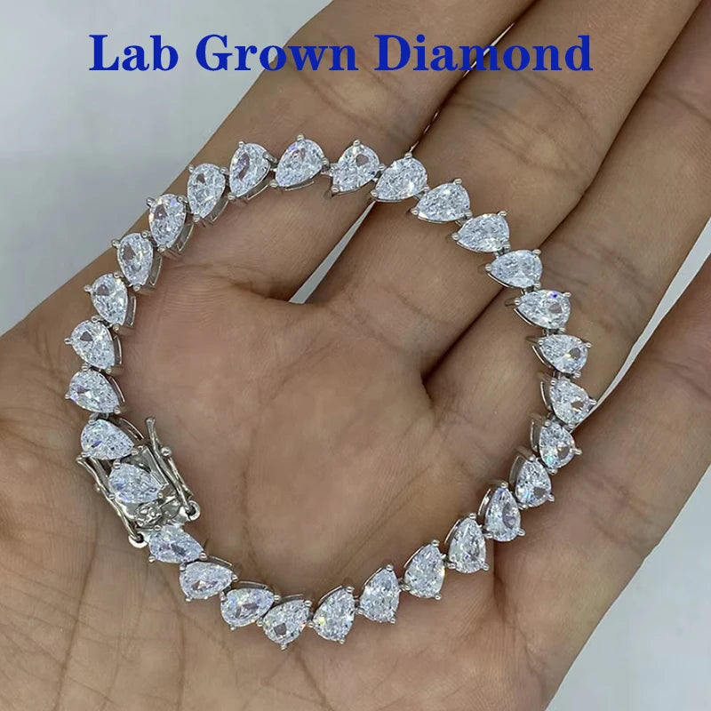 Pear lab-grown diamond tennis bracelet