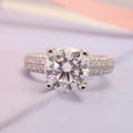 Three carat round lab-grown diamond ring