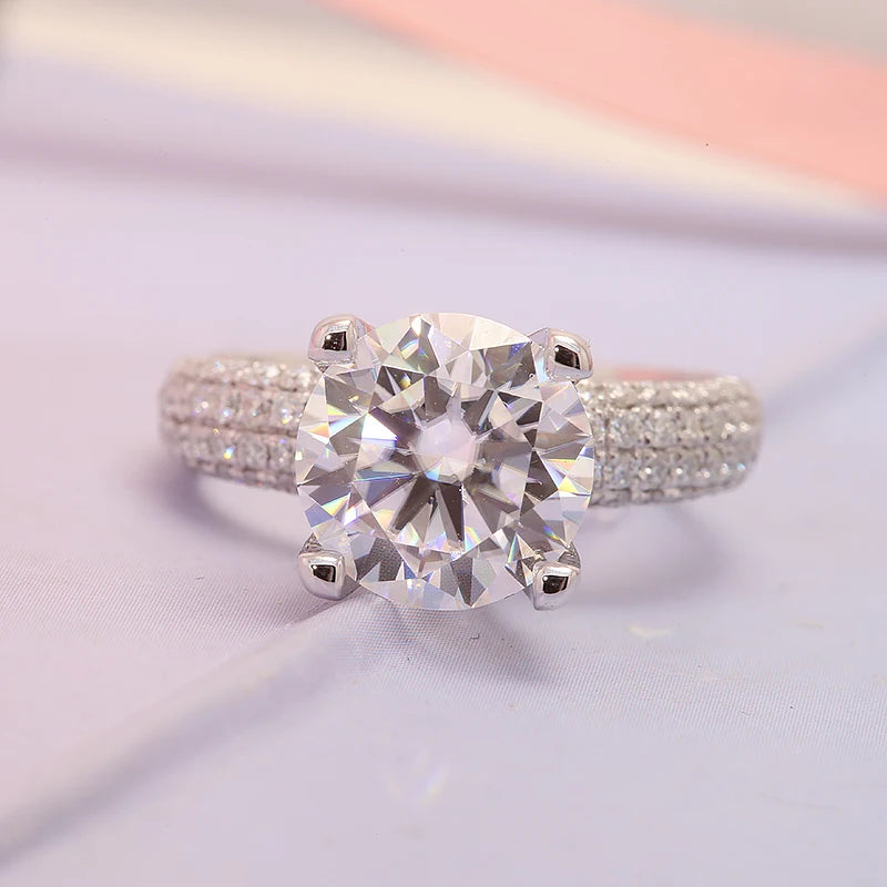 Three carat round lab-grown diamond ring