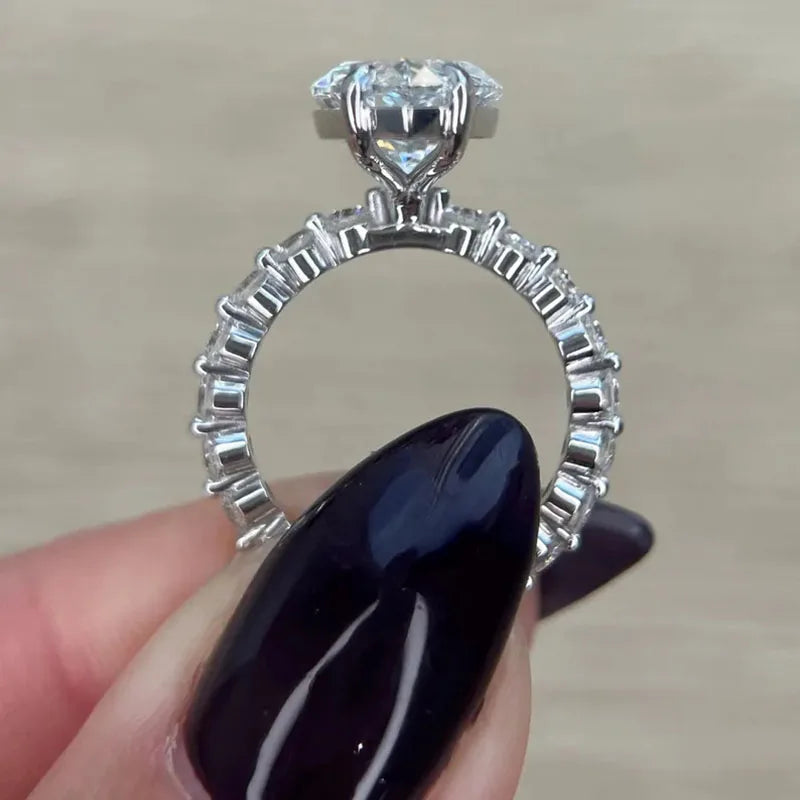 Marquise lab-grown diamond engagement ring with accent stones