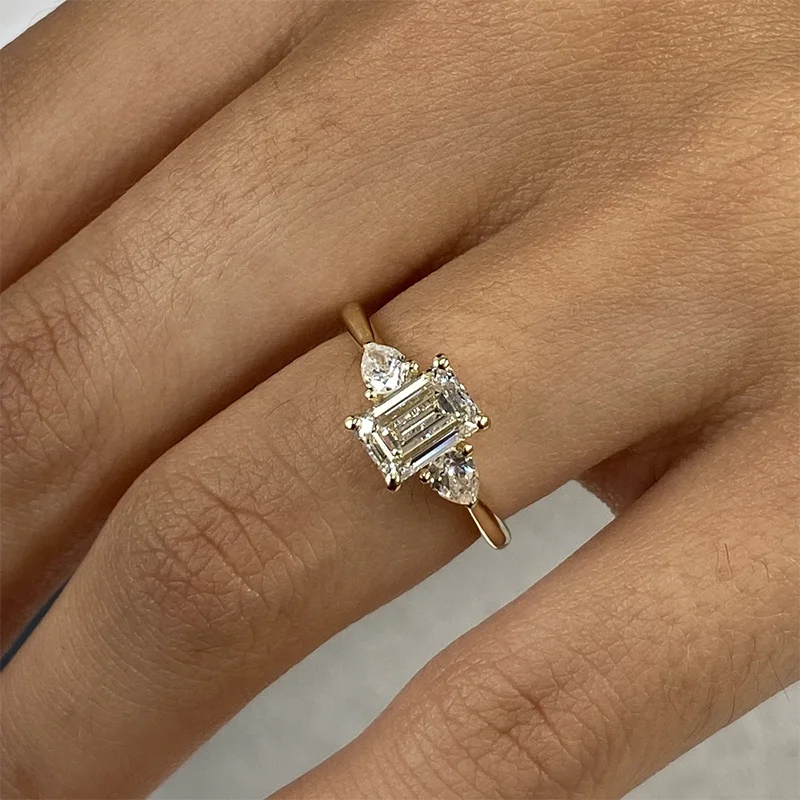 Emerald-cut lab-grown diamond ring