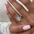 Two carat radiant-cut lab-grown diamond engagement ring