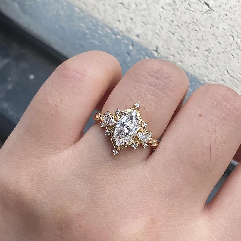 Marquise-cut lab-grown diamond ring