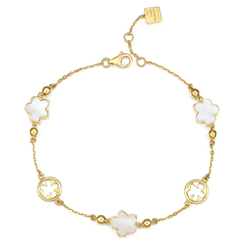 Three-flower white shell bracelet