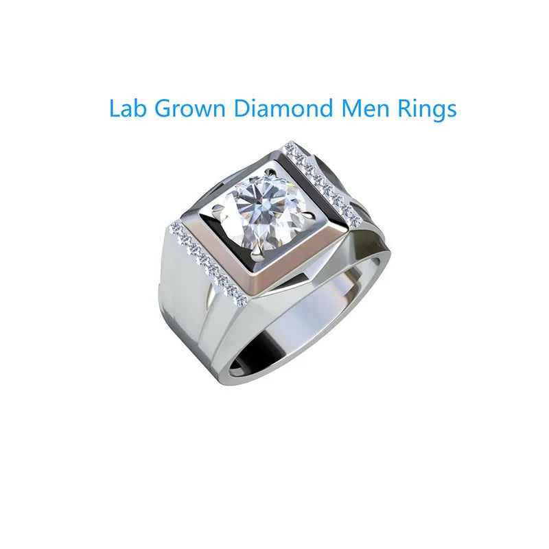 Round lab-grown diamond ring with diamond accents