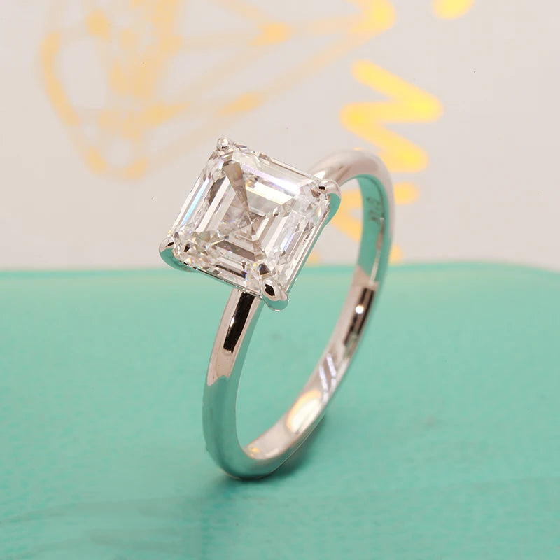 Lab-grown diamond ring with square center stone