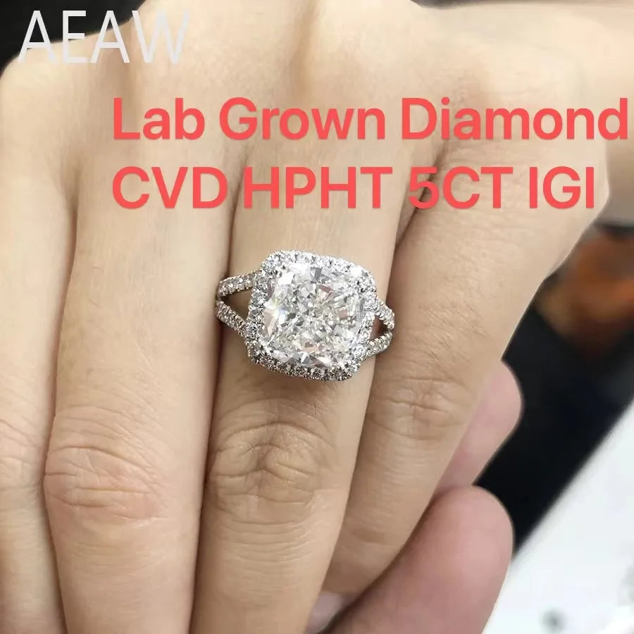 Cushion-cut lab-grown diamond solitaire ring