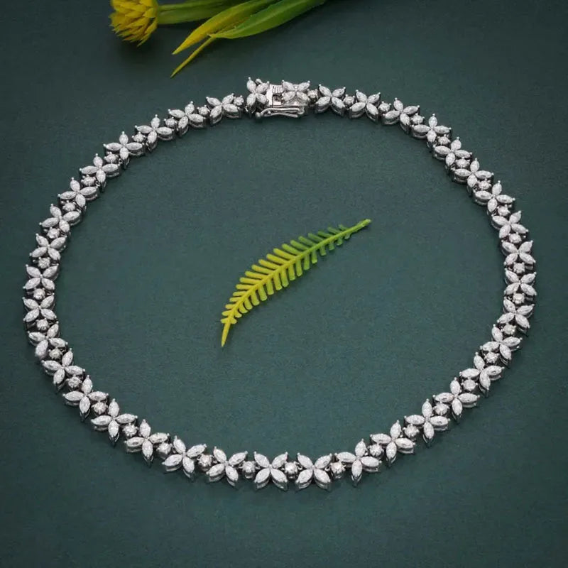 Diamond choker necklace with marquise-cut stones