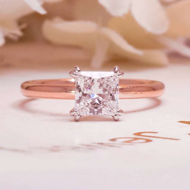 Princess-cut lab-grown diamond solitaire ring