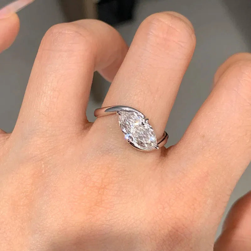 Marquise lab-grown diamond twisted-band engagement ring