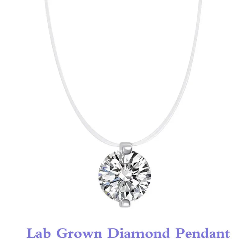 Round lab-grown diamond floating pendant necklace