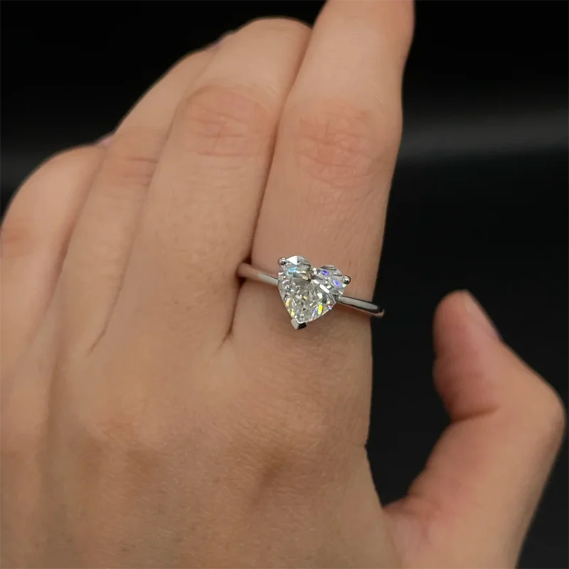 Heart lab-grown diamond ring