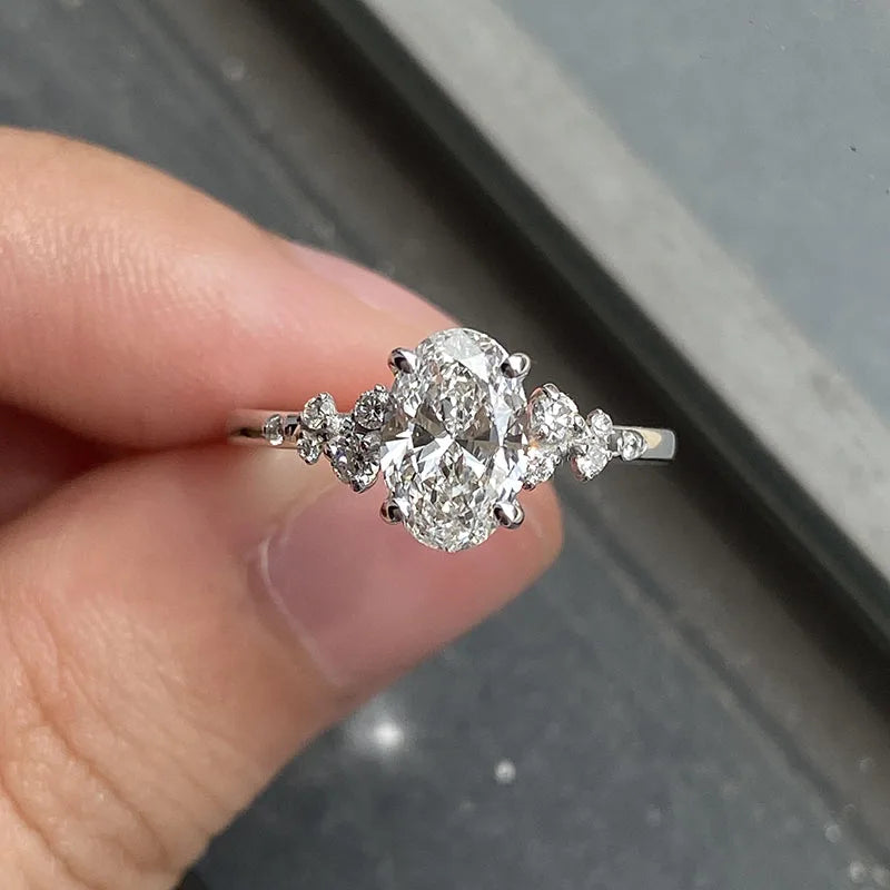 Lab-grown oval diamond engagement ring