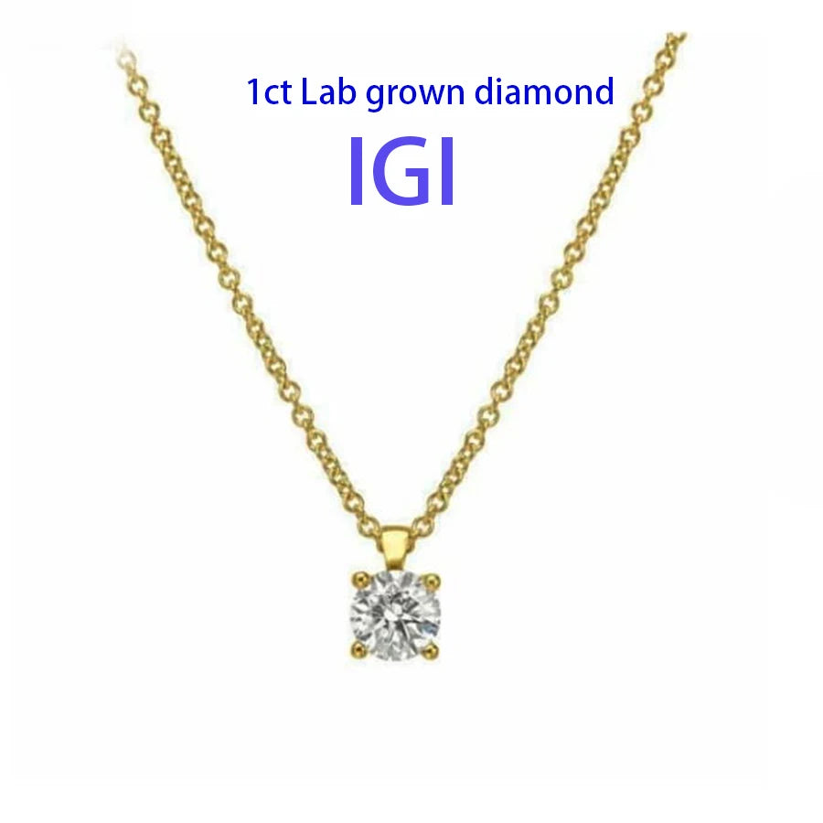 Round lab-grown diamond solitaire necklace