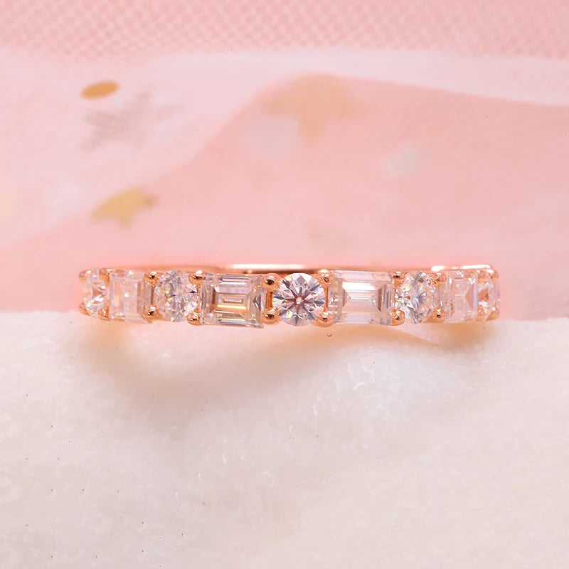 Round and baguette lab-grown diamond ring