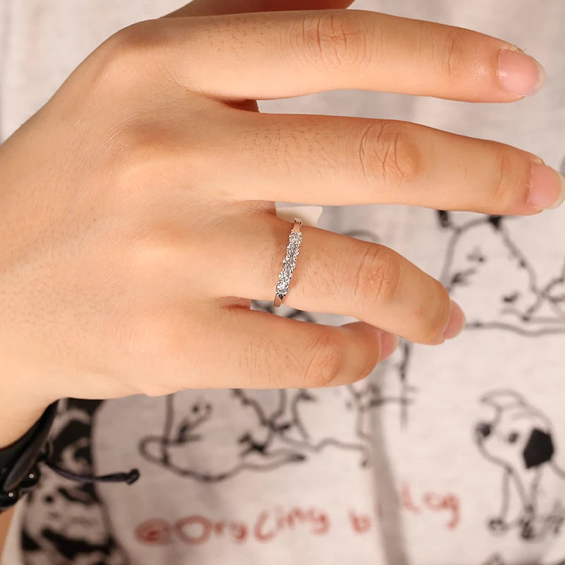 Prong-set five-stone lab-grown diamond wedding band