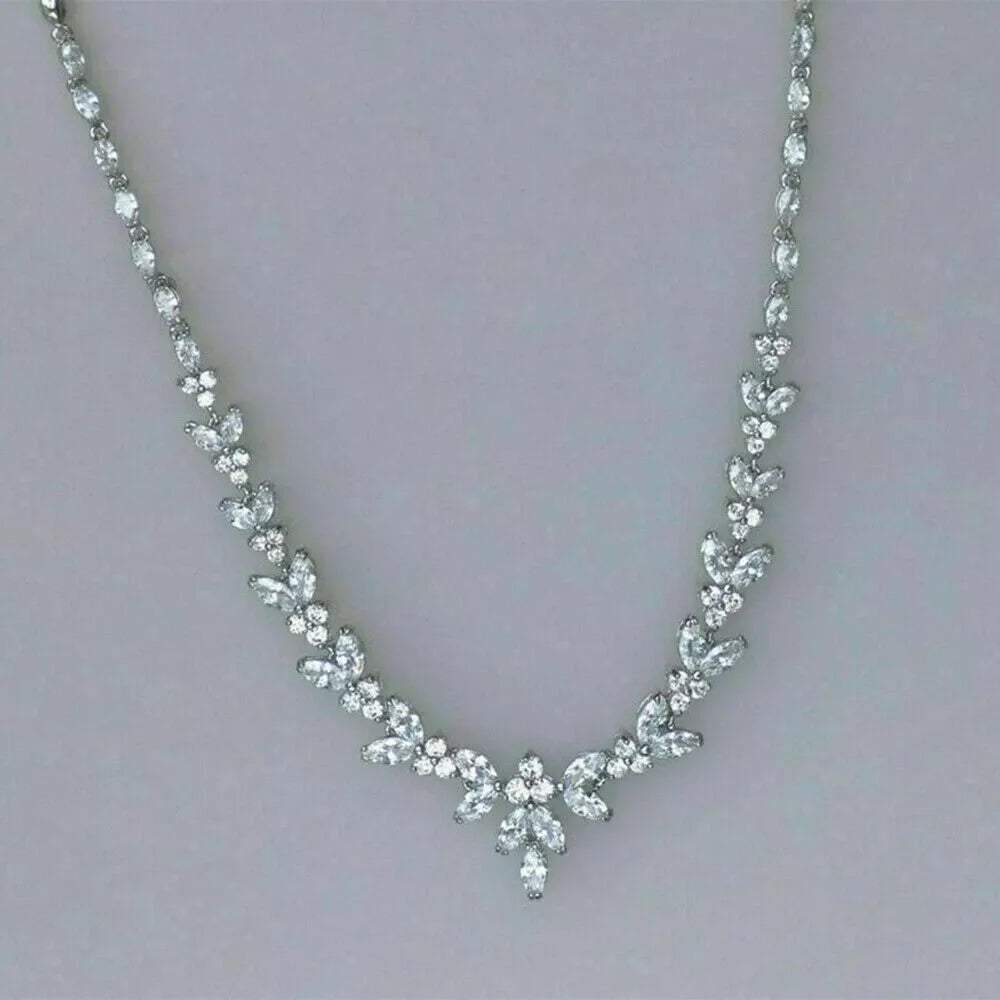 Mixed-cut marquise and round diamond necklace