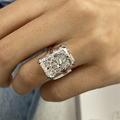 Radiant-cut lab-grown diamond hidden-halo ring